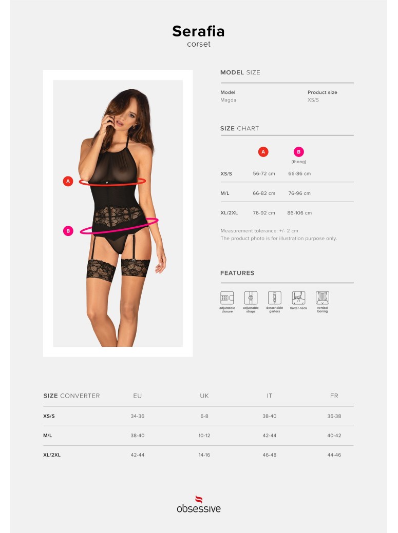 Obsessive Lingerie sexy corsetto trasparente con perizoma Serafia