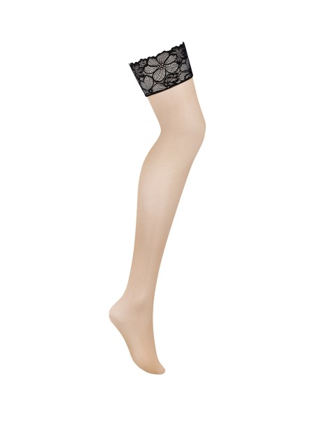 Obsessive Lingerie  calze da reggicalze nudo con balza nera Serafia