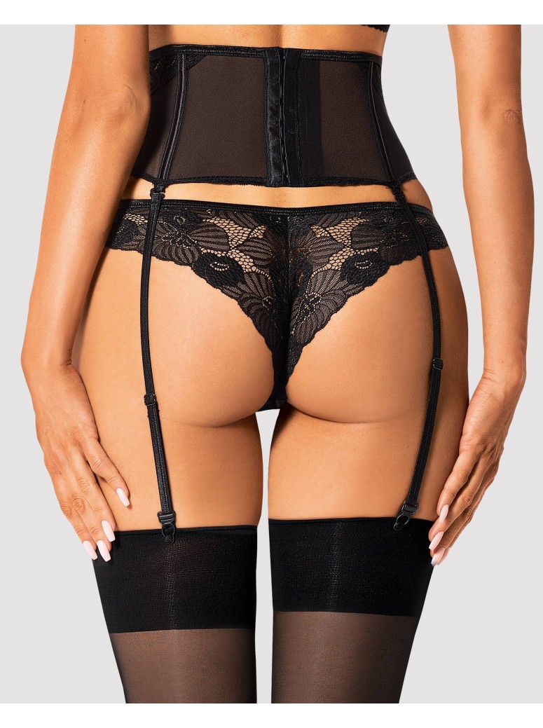 Obsessive sexy reggicalze in tulle e pizzo con stecche verticali Serena