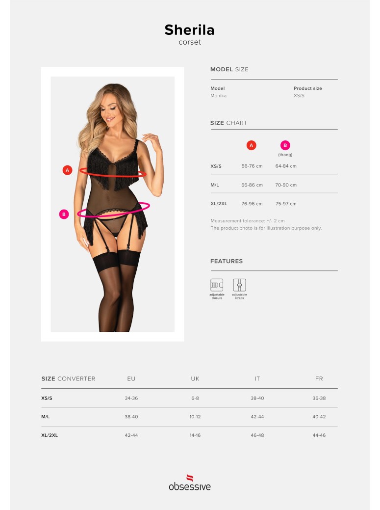 Obsessive Lingerie sexy corsetto con frange e perizoma coordinato