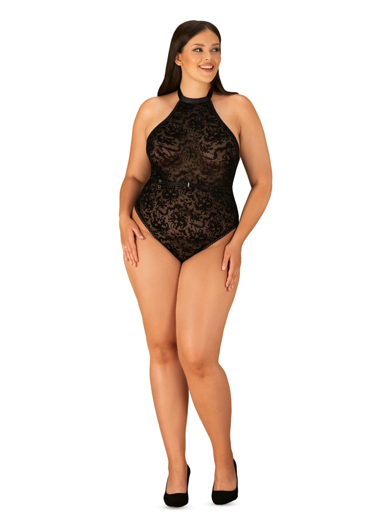 Obsessive Lingerie  body in tulle floreale in velluto Softily