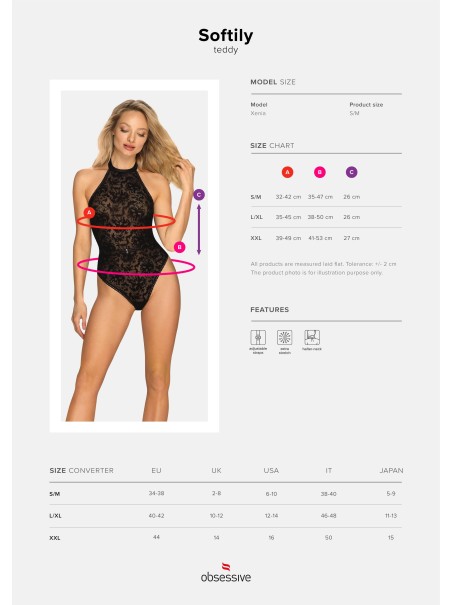 Obsessive Lingerie  body in tulle floreale in velluto Softily