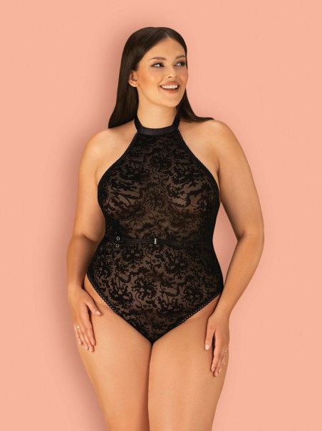 Obsessive Lingerie  body in tulle floreale in velluto Softily