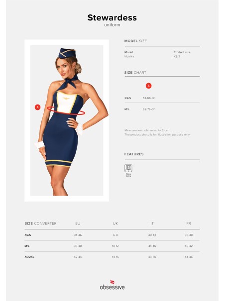 Obsessive Lingerie Sexy costume da hostess Stweardess Uniform Obsessive Lingerie Sexy costume da hostess Stweardess Uniform