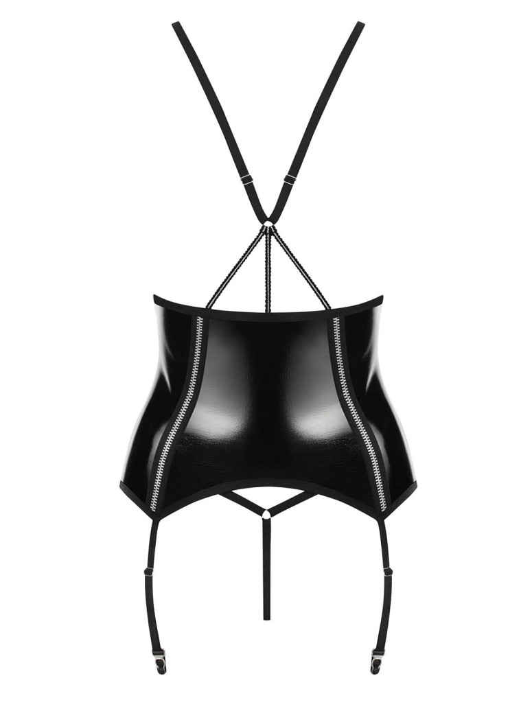 Obsessive Lingerie corsetto e perizoma simil-latex Stormea