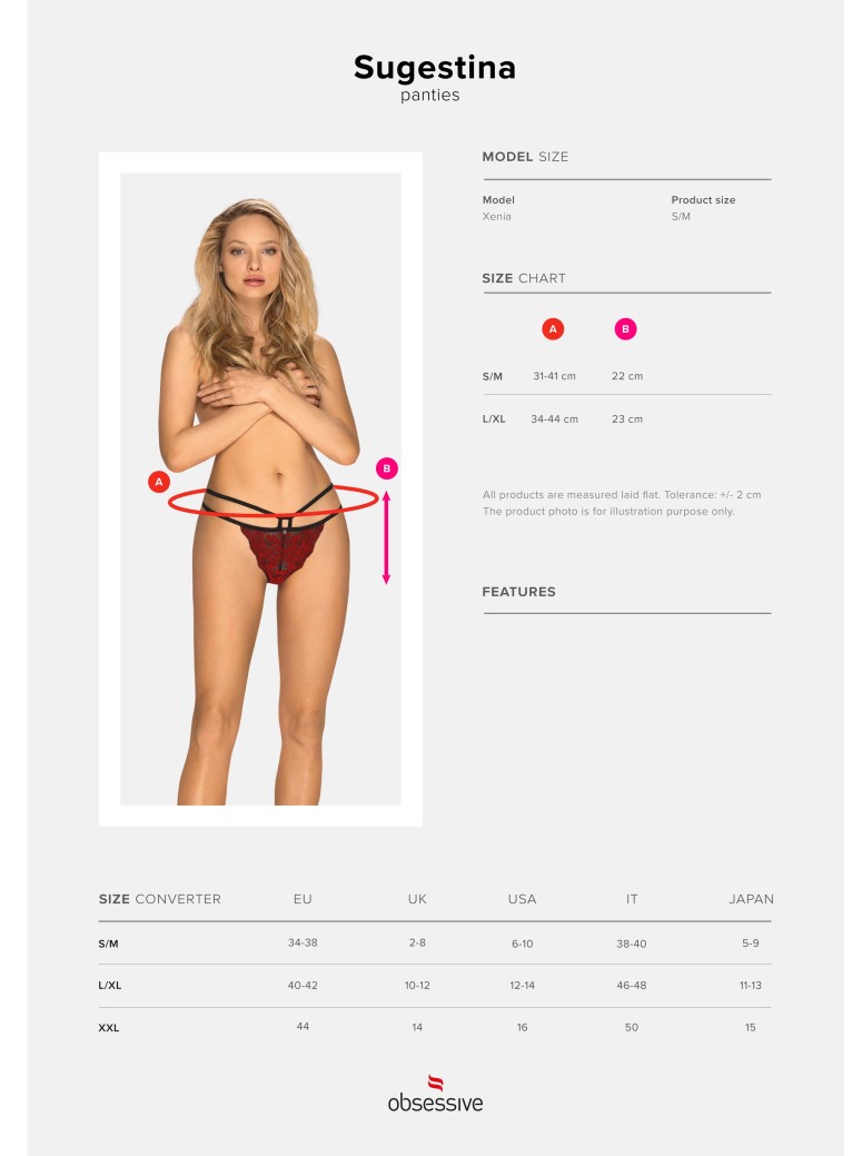 Obsessive Lingerie sexy mutandine in pizzo con stringhe Sugestina