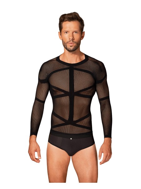 Obsessive Lingerie maglietta uomo a maniche lunghe in microfibra T101