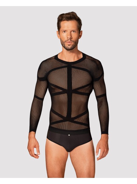 Obsessive Lingerie maglietta uomo a maniche lunghe in microfibra T101