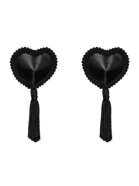 Obsessive Lingerie copricapezzoli neri a cuore con pendente diametro 6 cm