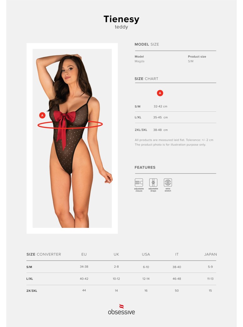 Obsessive Lingerie sexy body in tulle con fiocco Tienesy