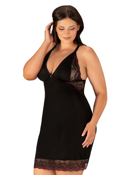 Obsessive Lingerie chemise e perizoma con inserti in pizzo Vanessme Obsessive Lingerie chemise e perizoma con inserti in pizzo Vanessme