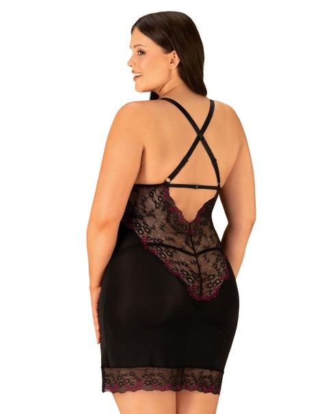 Obsessive Lingerie chemise e perizoma con inserti in pizzo Vanessme Obsessive Lingerie chemise e perizoma con inserti in pizzo Vanessme