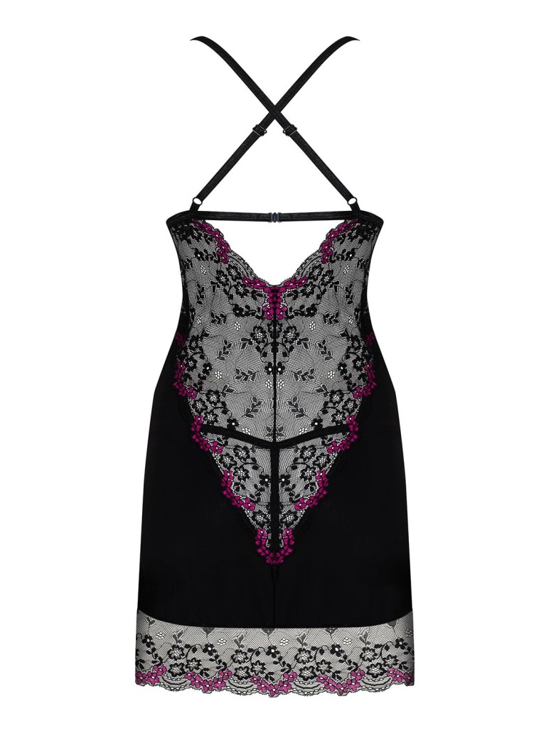 Obsessive Lingerie chemise e perizoma con inserti in pizzo Vanessme