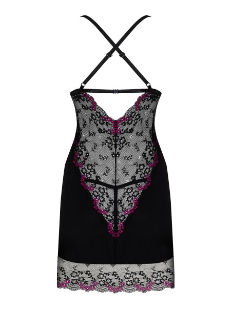 Obsessive Lingerie chemise e perizoma con inserti in pizzo Vanessme Obsessive Lingerie chemise e perizoma con inserti in pizzo Vanessme