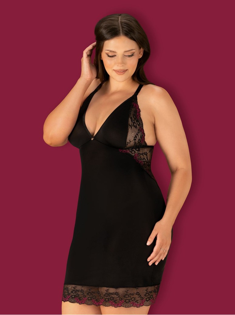 Obsessive Lingerie chemise e perizoma con inserti in pizzo Vanessme