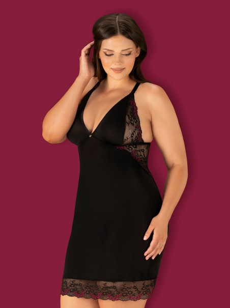 Obsessive Lingerie chemise e perizoma con inserti in pizzo Vanessme Obsessive Lingerie chemise e perizoma con inserti in pizzo Vanessme
