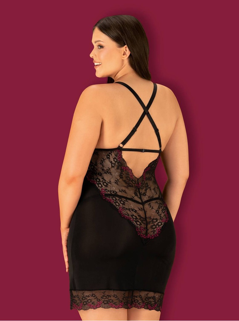 Obsessive Lingerie chemise e perizoma con inserti in pizzo Vanessme
