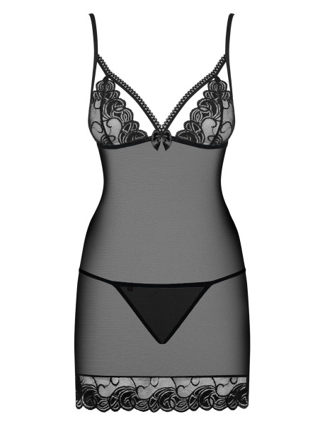 Obsessive Lingerie chemise e perizoma nera Wonderia Obsessive Lingerie chemise e perizoma nera Wonderia