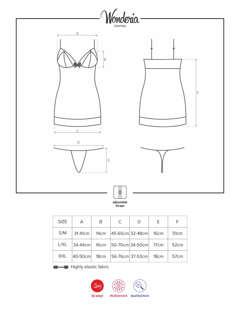 Obsessive Lingerie chemise e perizoma nera Wonderia
