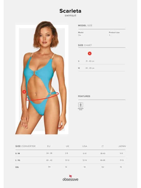 Obsessive sexy costume intero azzurro Scarleta