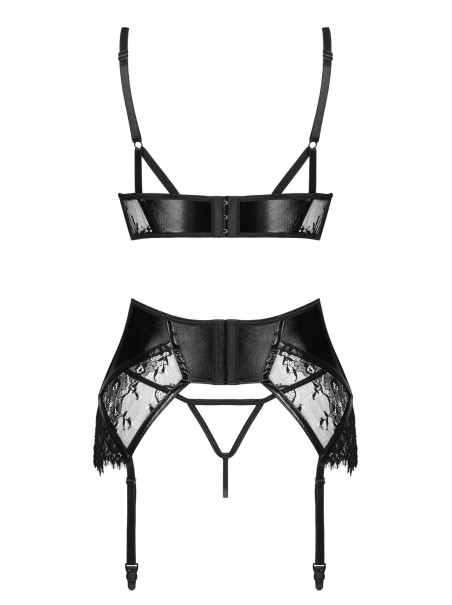 Beauty Night Lingerie sexy set wetlook e pizzo con reggicalze Leonela