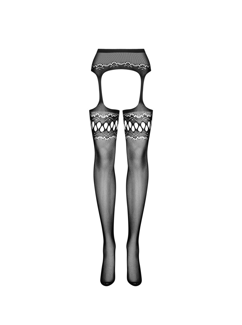 Obsessive sexy collant giarrettiera in morbida microrete S214