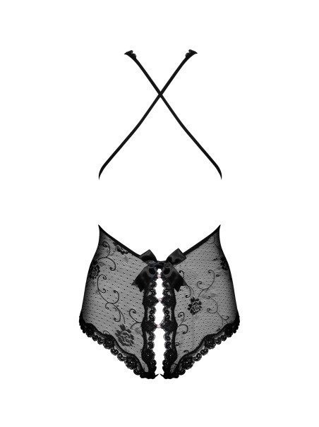 Obsessive sexy body aperto in pizzo nero con perline rosa Fiorenta Obsessive sexy body aperto in pizzo nero con perline rosa Fiorenta