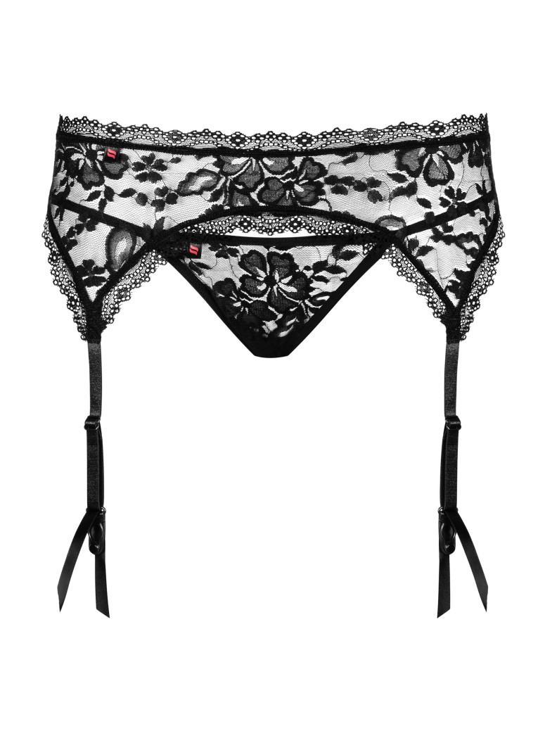 Obsessive reggicalze in pizzo nero con perizoma coordinato Catia
