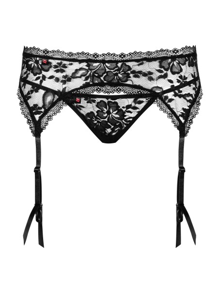 Obsessive reggicalze in pizzo nero con perizoma coordinato Catia Obsessive reggicalze in pizzo nero con perizoma coordinato Catia