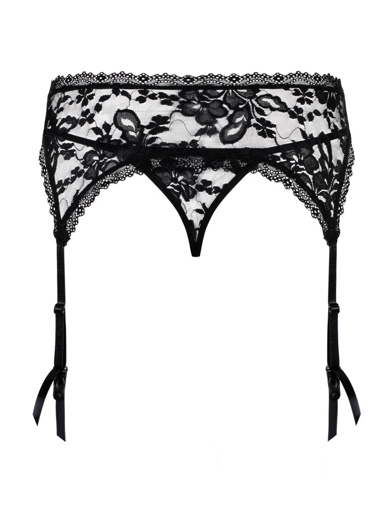 Obsessive reggicalze in pizzo nero con perizoma coordinato Catia