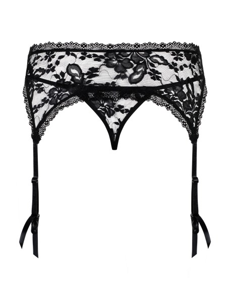 Obsessive reggicalze in pizzo nero con perizoma coordinato Catia Obsessive reggicalze in pizzo nero con perizoma coordinato Catia