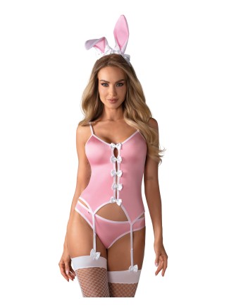 Obsessive Lingerie  costume da coniglietta rosa con accessori Bunny suit