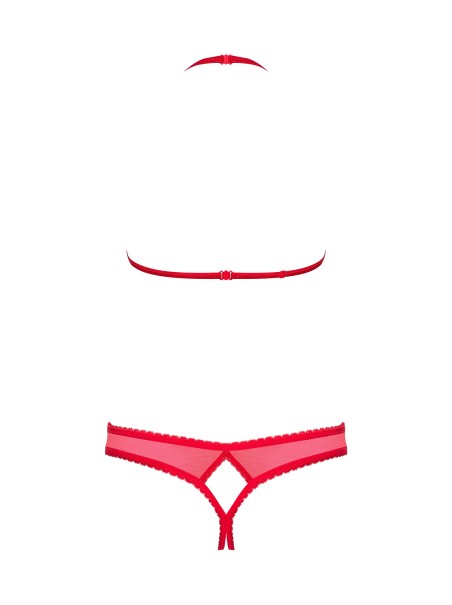 Obsessive  sexy lingerie rossa con reggiseno e perizoma aperti 870