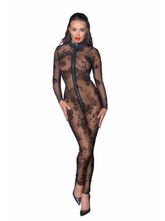 Noir Handmade tutina in tulle con ricami floreali e cerniera zip