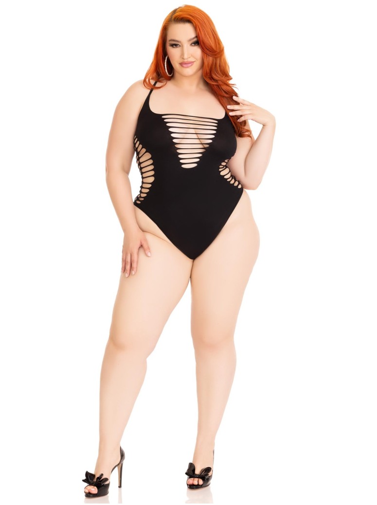 Body nero effetto strappato intimo curvy Leg Avenue