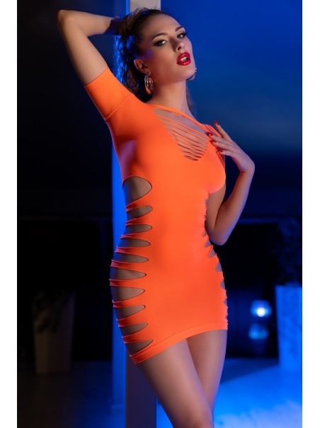 Chilirose mini vestitino arancione con tagli