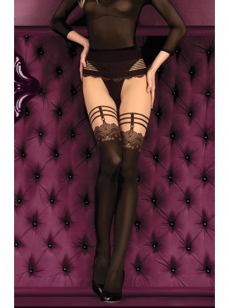 Ballerina s Secret collant nude e neri effetto giarrettiera reggicalze 2
