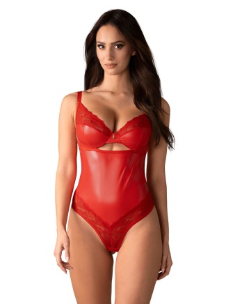 Obsessive body Aliosa in pizzo rosso con dettagli wetlook