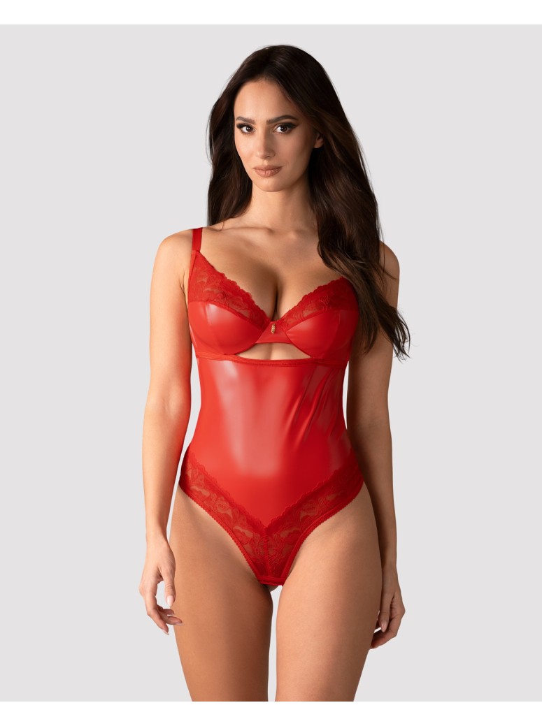 Obsessive body Aliosa in pizzo rosso con dettagli wetlook