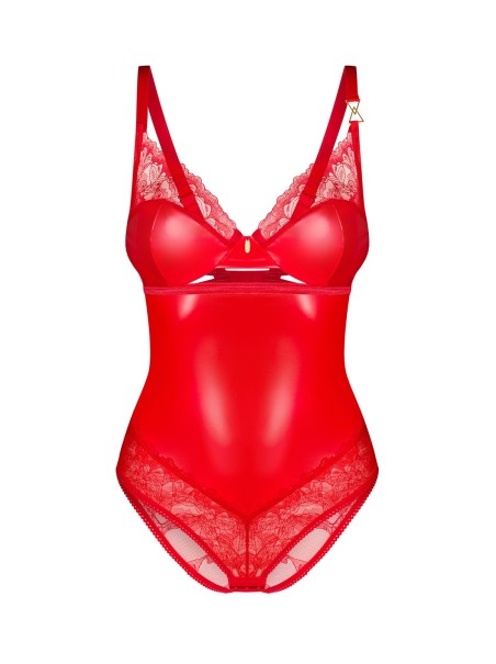 Obsessive body Aliosa in pizzo rosso con dettagli wetlook Obsessive body Aliosa in pizzo rosso con dettagli wetlook