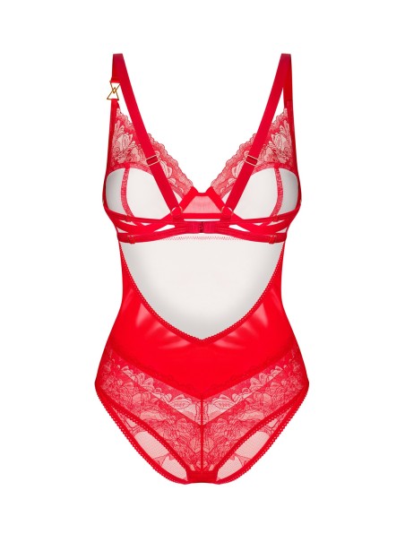 Obsessive body Aliosa in pizzo rosso con dettagli wetlook Obsessive body Aliosa in pizzo rosso con dettagli wetlook