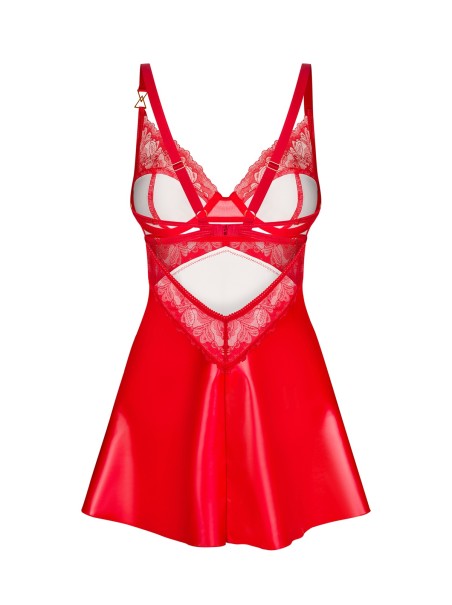 Obsessive chemise rossa e perizoma in pizzo e ecopelle Aliosa