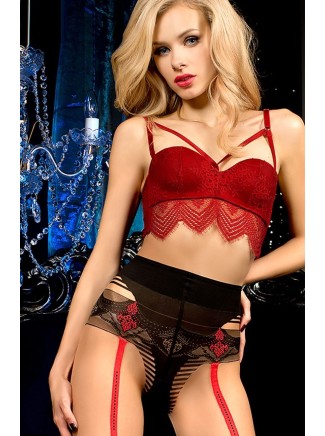 Ballerina s Secret collant nude e neri effetto reggicalze con dettagli rossi 2