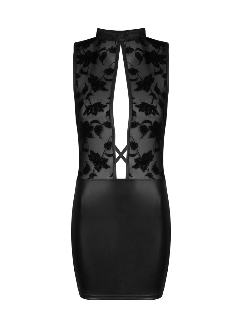 Beauty Night vestitino con top trasparente e gonna ecopelle Cameron