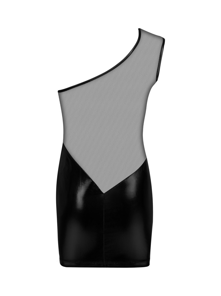 Beauty Night vestitino monospalla in tulle e ecopelle Loreen