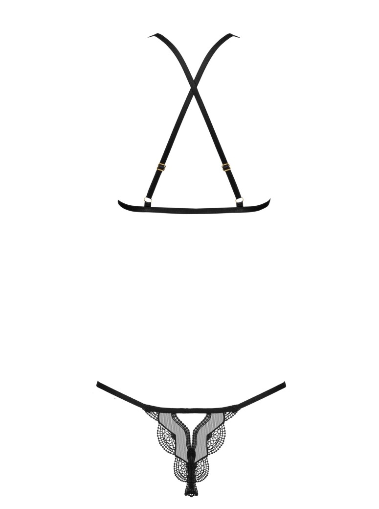 Beauty Night top con perizoma in tulle e tessuto ecopelle Angie