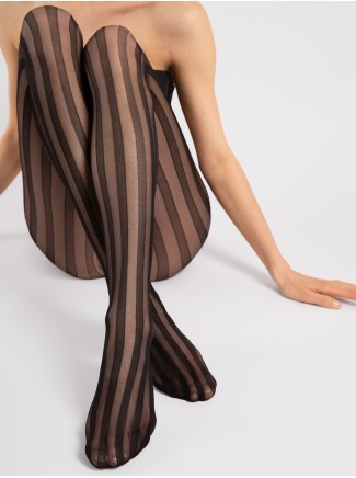 Fiore collant 20 denari a righe verticali effetto snellente Raya