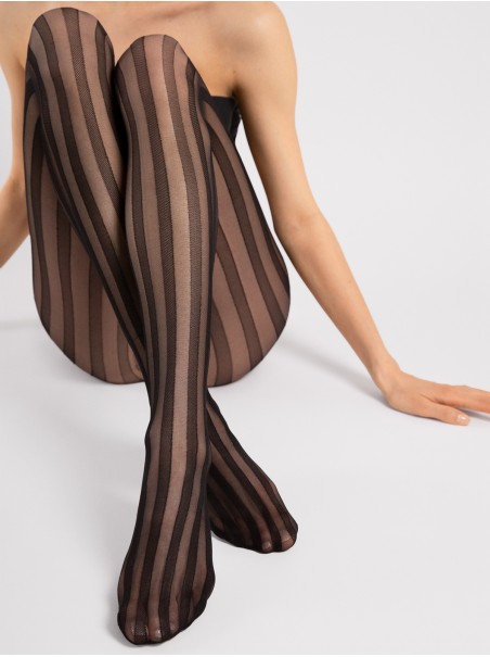 Fiore collant 20 denari a righe verticali effetto snellente Raya