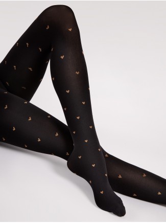 Fiore collant 60 denari Copper Love con cuoricini e lurex