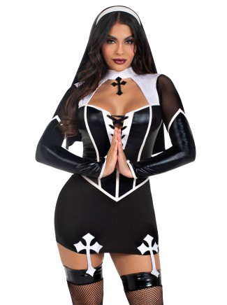 Leg Avenue costume da suora con abito e copricapo